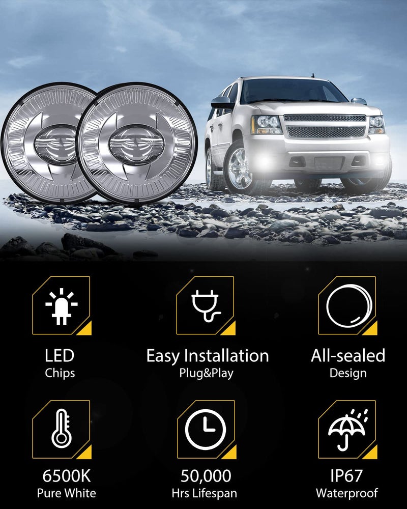 BICYACO Led Fog Lights 5202 Compatible with 07-14 Suburban/Tahoe/07-13 Avalanche/10-13 Camaro/15-16 Colorado/15 Silverado/GMC Acadia/Yukon/XL/Ford Mustang/08-09 Pontiac G8-1 Pair Chrome - Image 5